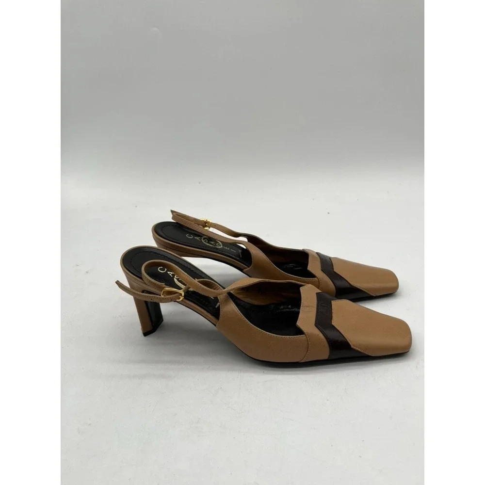 Authentic Casadei Italy Slingback Heels Brown‎ Strap Size 6